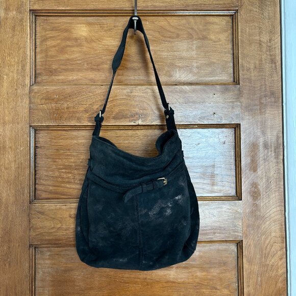 Craie Studio Suede Black Metallic Shoulder Bag - Picture 1 of 10